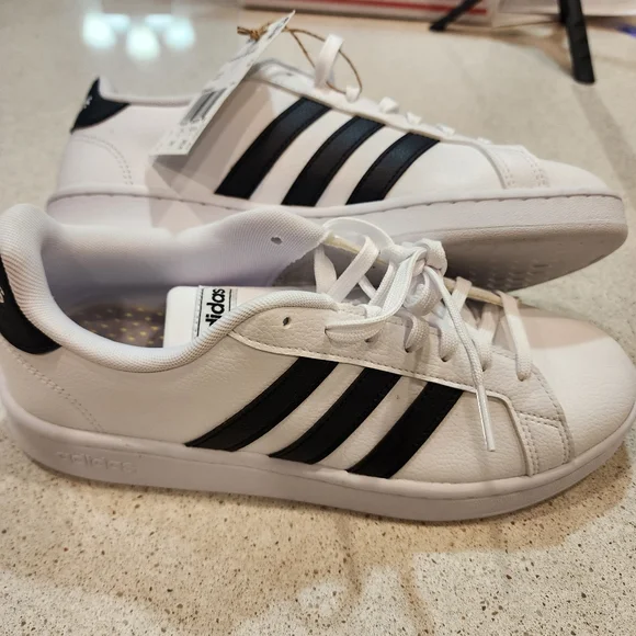 Adidas Grand Court Shoes Mens Size 9 White Black Cloudfoam Casual Tennis - Picture 5 of 8